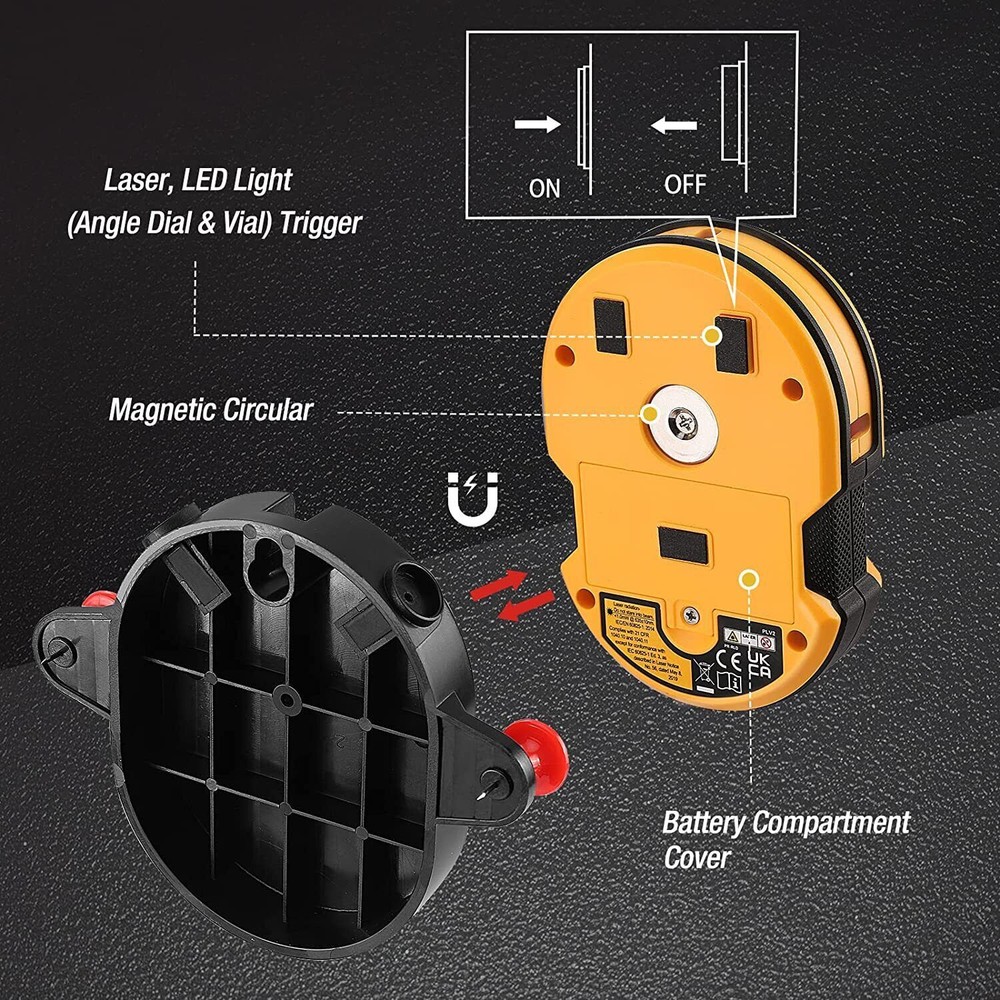 PREXISO Multi Surface Laser Level LED Light Vial 30Ft Horizontal Vertical Laser
