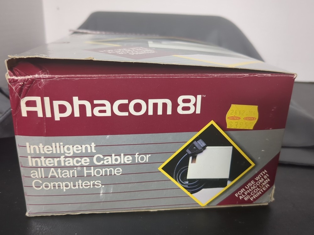 VINTAGE Alphacom 81 Dot Matrix Printer Cartridge Atari Interface Cable in boxes