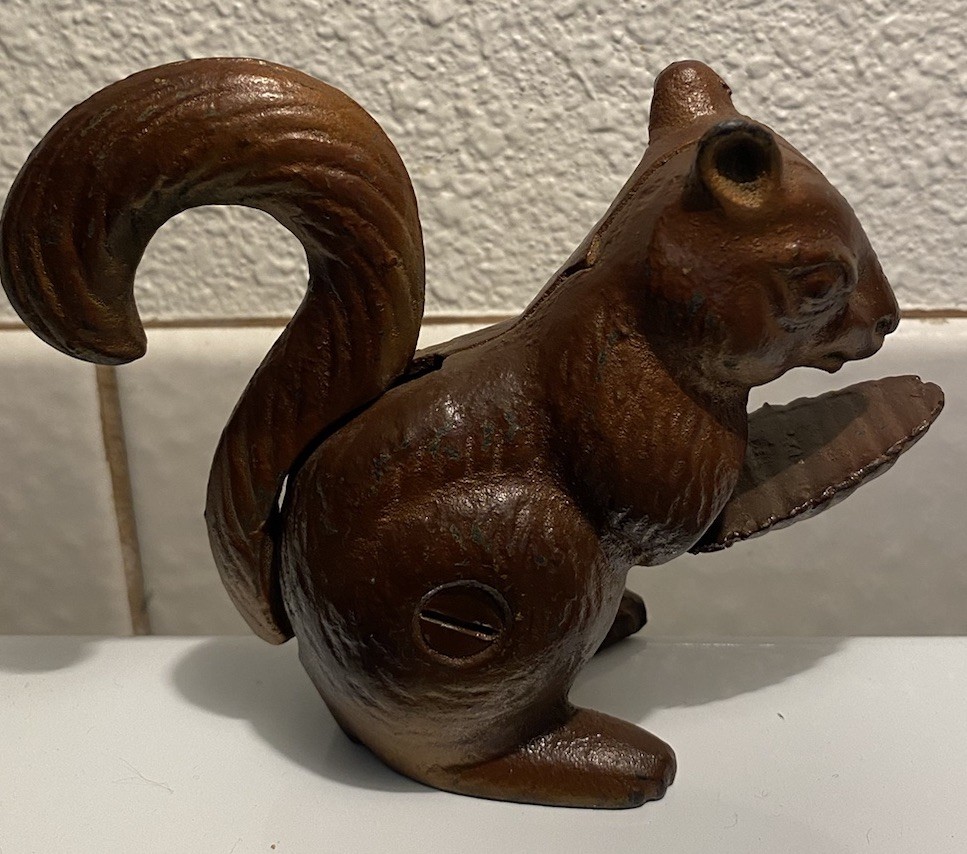 Vintage Antique Cast Iron Squirrel Nut Cracker 5"by 4".