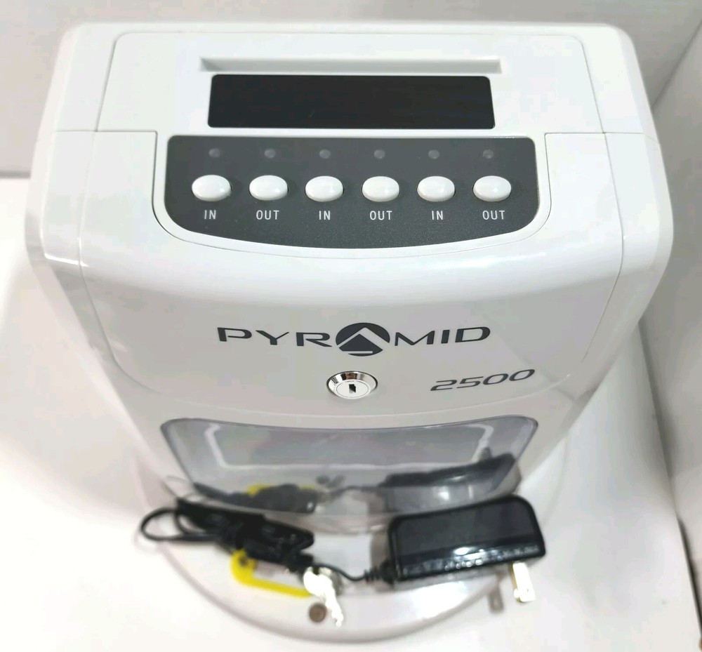 Pyramid 2500 Time Clock Time Systems Small Business, Power Cord & Keys See Video