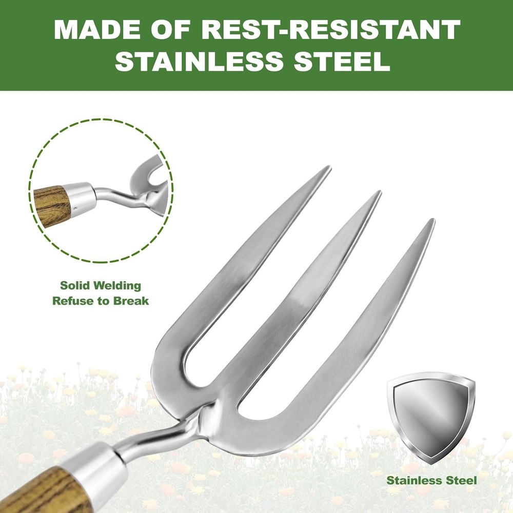 Garden Hand Fork, Hand Weeding Fork with Sharp Tine for Easy Uprooting Large ...