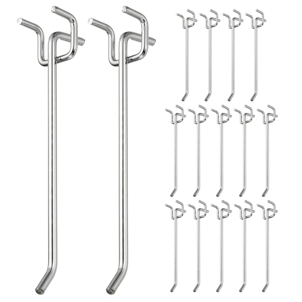 20 Pcs Pegboard Hooks, 5.9" Peg Board Hooks Kit, Silver Tone (1mm)