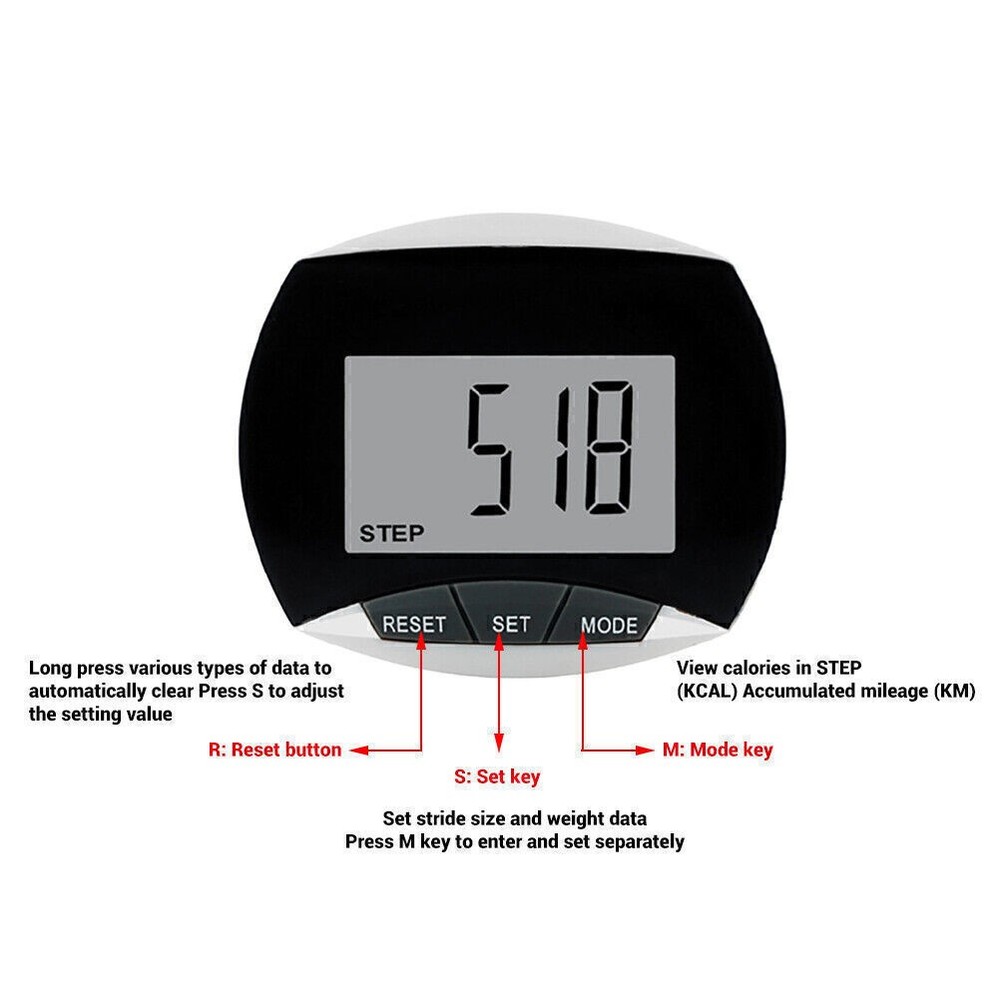 Pedometer Walking Step Counter with Belt Clip Multifunctional Pedometer LCD