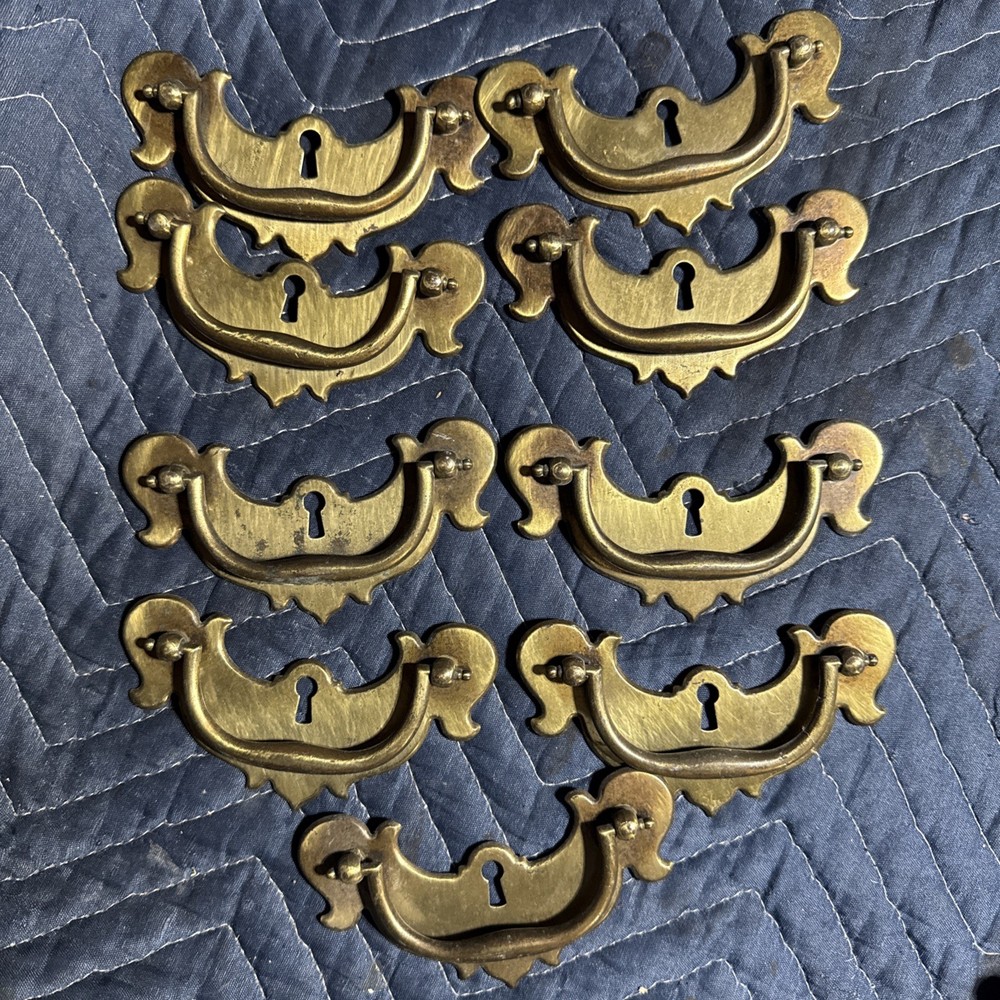 Brass Antique Hardware Colonial Chippendale Batwing Drawer Pull 3"centers