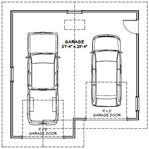 28x28 2-Car Garage -- 728 sqft -- PDF Floor Plan -- Model 1