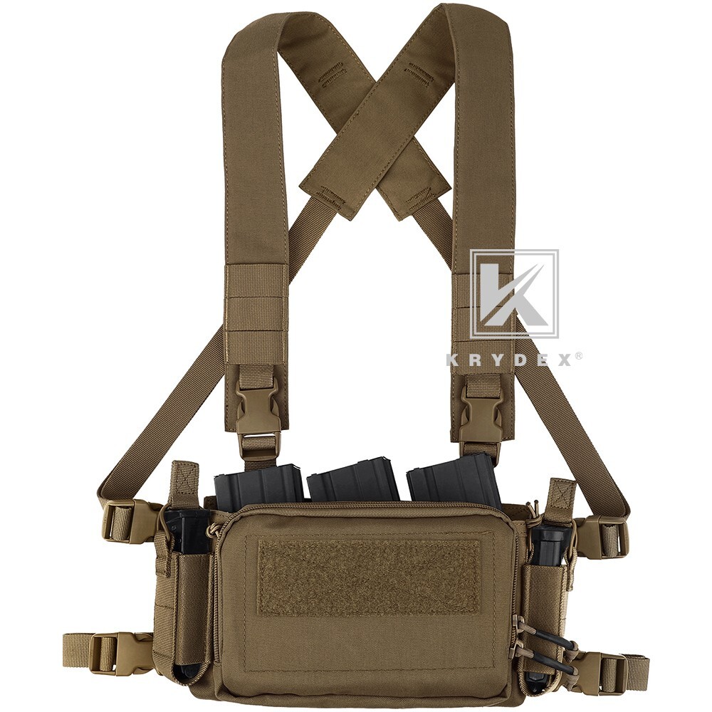 KRYDEX D3CR Chest Rig Harness Mag Pouches & D3 Flatpack Backpack Rucksack Coyote