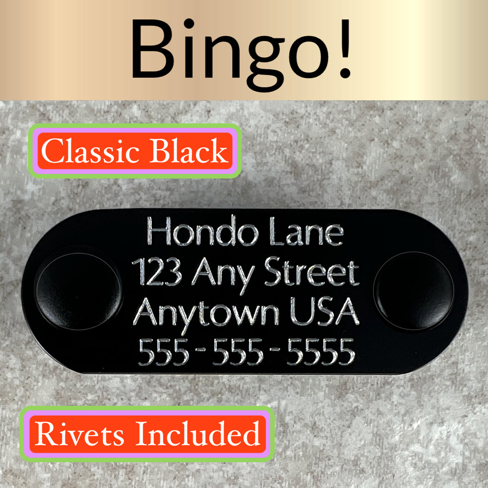 Custom Engraved Dog Tags Personalized Dog Collar ID Tags NAME PLATE BLACK MEDIUM