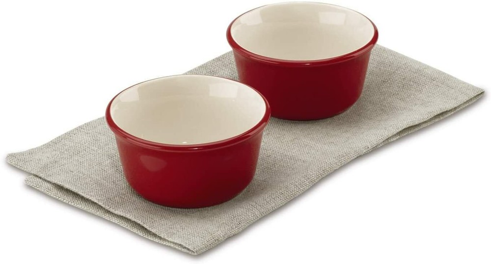 CUISINART CHEF'S CLASSIC, CERAMIC BAKEWARE, SET OF TWO 9 OZ. RAMEKINS, RED