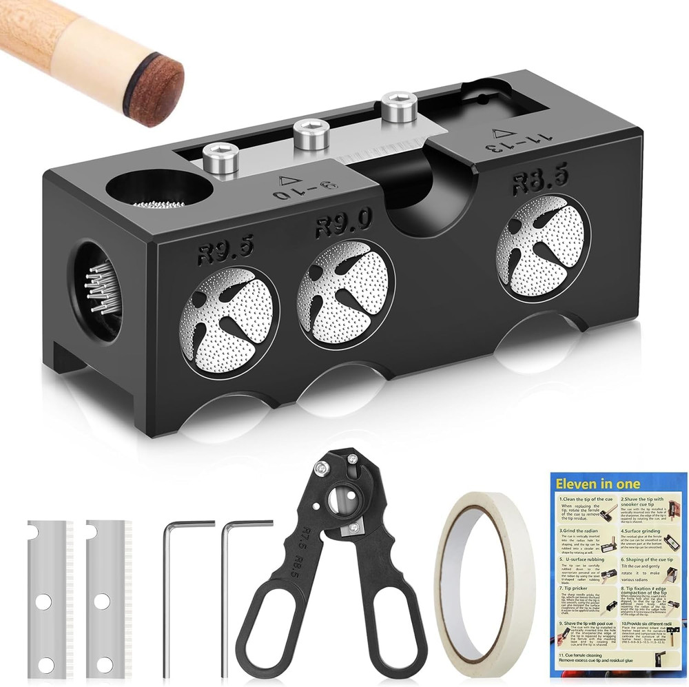 Billiards Pool Cue Tip Shaper, Pool Cue Tips Replacement Kit, Pool Cue Shaper, P