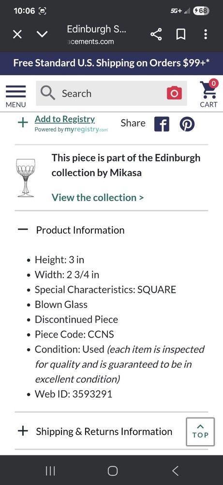 Single Light Candlestick Holder by Mikasa• Edinburgh Pattern • Blown Glass