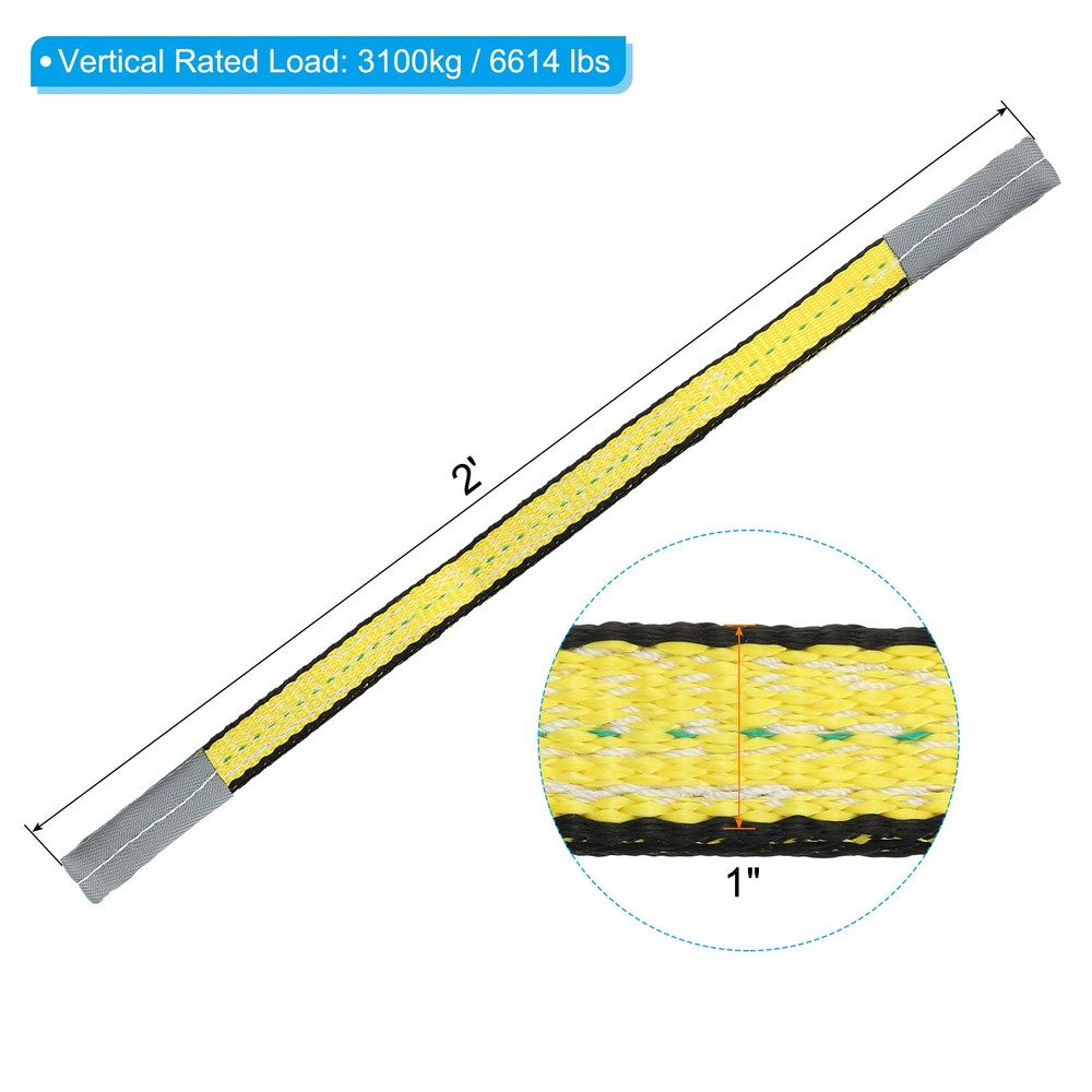 1"x2 Lift Strap LIFTING 2-Ply Polyester Tie Down Web Straps 3100lbs Capacity