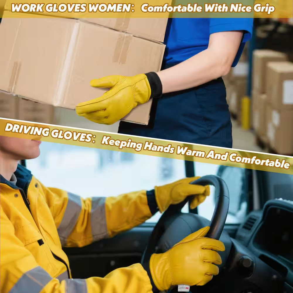 Insulated Cowhide Leather Replacement Gloves Work Gloves Warm Thinsulate Lining