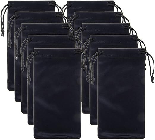 EMAAN 10-Pack Microfiber Drawstring Bags for Glasses & Gadgets