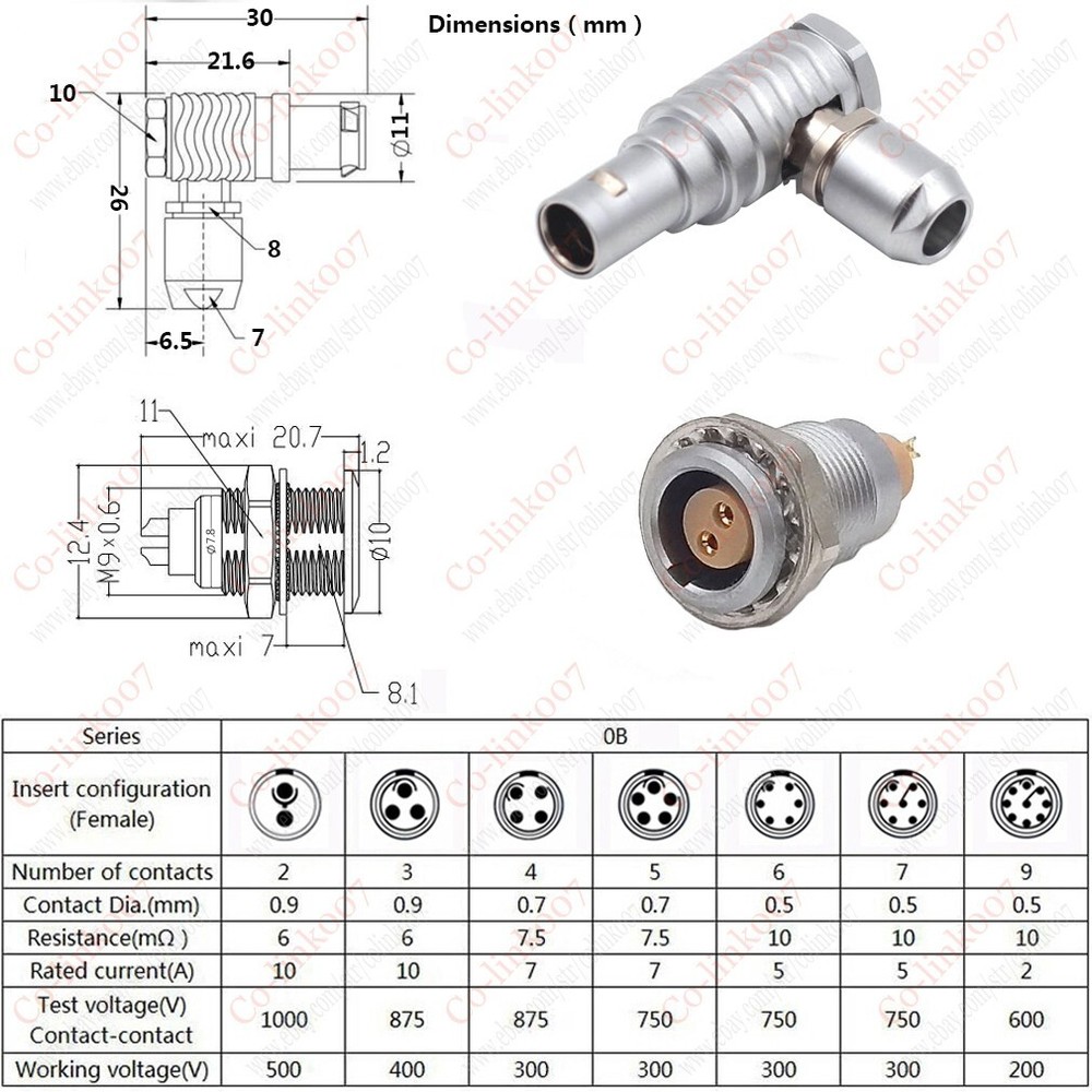 FHG.0B.309 9 pin Aviation Angle Plug for Red KOMODO TIMECODE CABLE