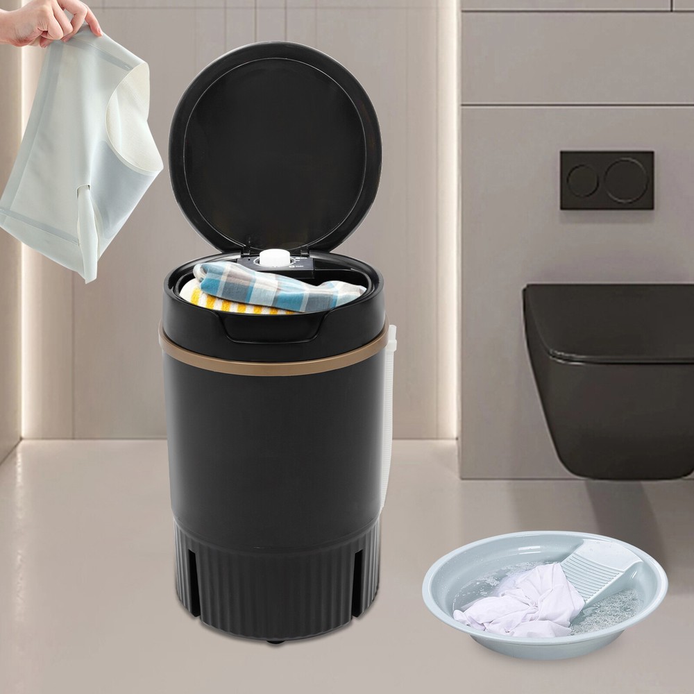 Portable Mini Washing Machine Washer with Drainage Basket Multi-Functional Black