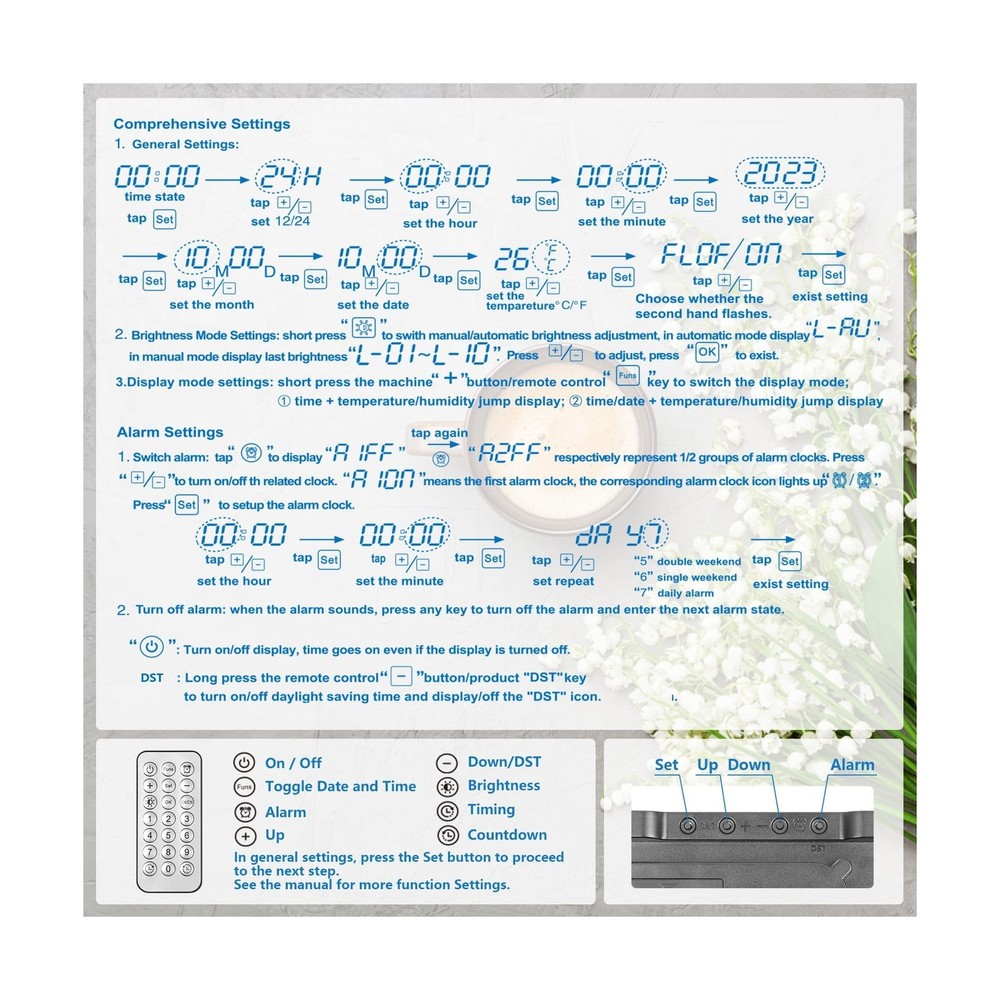 Digital Wall Clock with Remote Control, Large Display Plug in LED D... Fast Ship