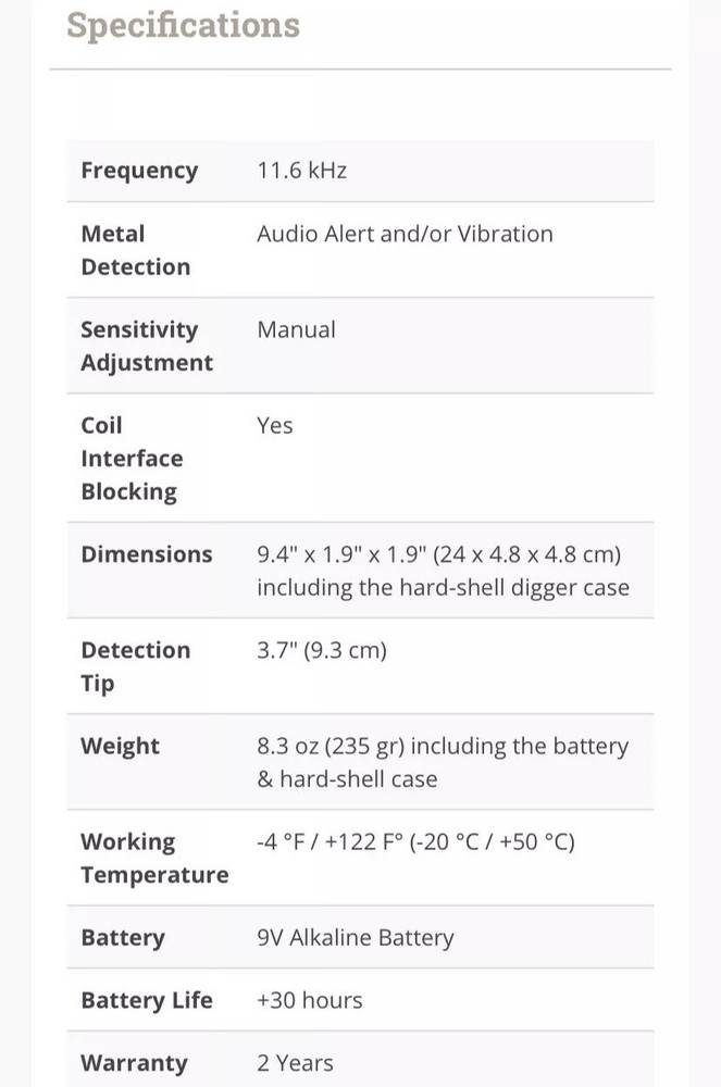 Nokta Pointer Waterproof Pinpointer Metal Detector, 11.6 kHz Frequency
