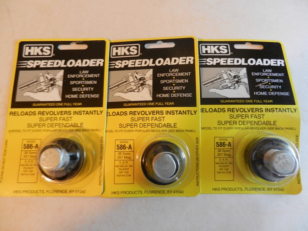 HKS Speedloader; 586-A; 6-Shot; 38 SPL 357 Mag; 3 Pack; Fast & Dependable