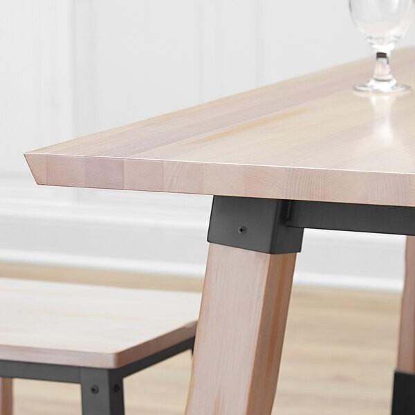 30" x 48" Rectangular Solid Wood Live Edge Restaurant Table Top in White Wood