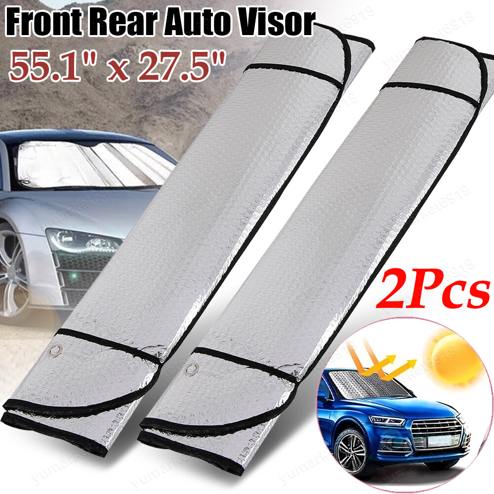 2Pcs Foldable Car Front Window Windshield Sun Shade Shield Cover Visor UV Block