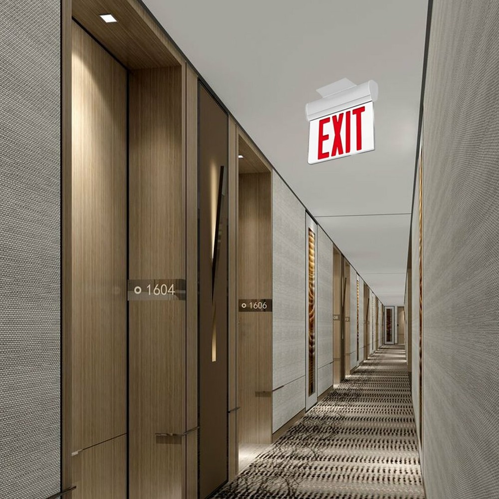 3W Edge Lit Red LED Exit Sign - Surface Mount With 90-min Battery Backup UL List