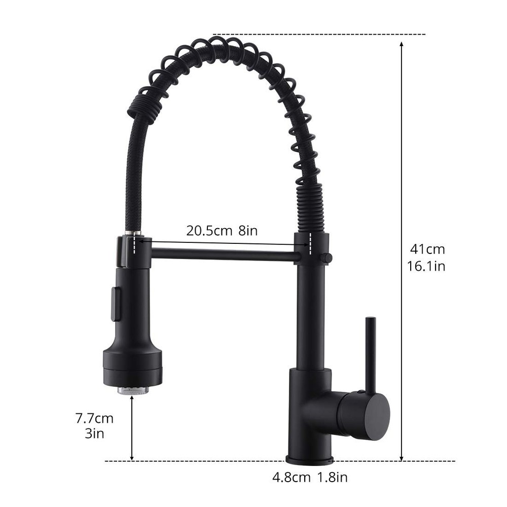 Kitchen Faucet with Sprayer, Modern Single Handle Pull Down Sprayer Spring Ma...