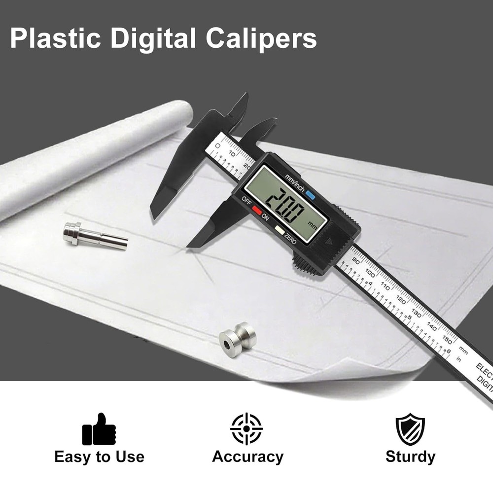 Precision Digital Caliper 6-Inch with Inch/Millimeter Conversion & Zero Function