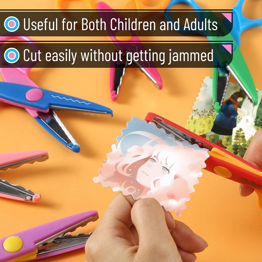 Mr. Pen Craft Scissors - Decorative Edge, 6 Pack, Zig Zag, Bright