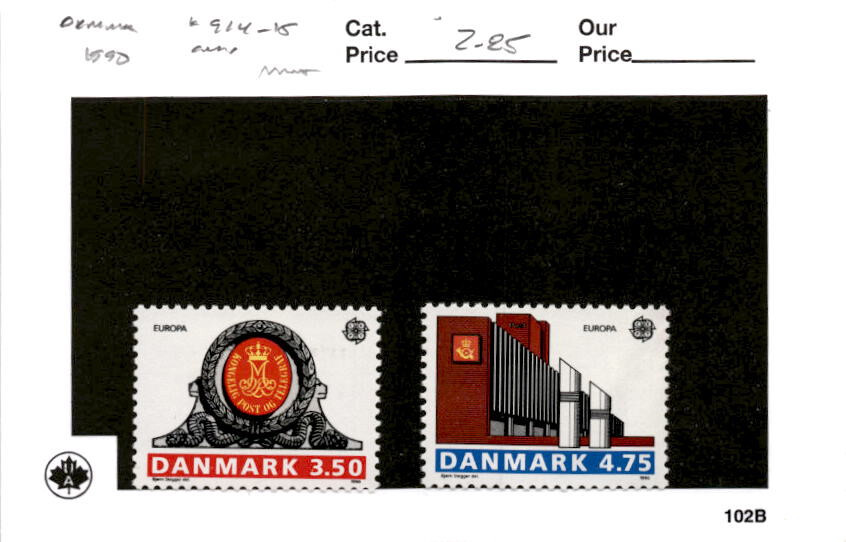 Denmark, Postage Stamp, #914-915 Mint Hinged, 1990 (AB)