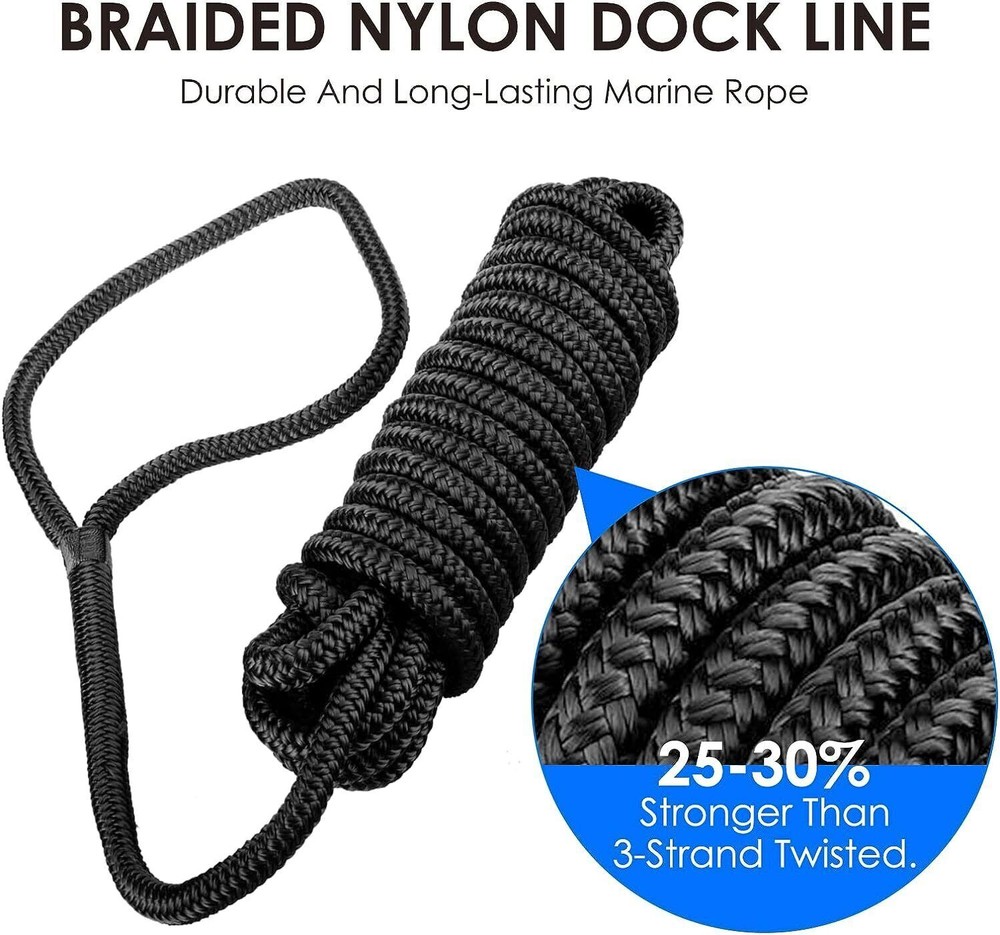 4 Pack 25FT Double Braid Nylon Rope Sling 4840Lbs Breaking Strength Heavy Duty 