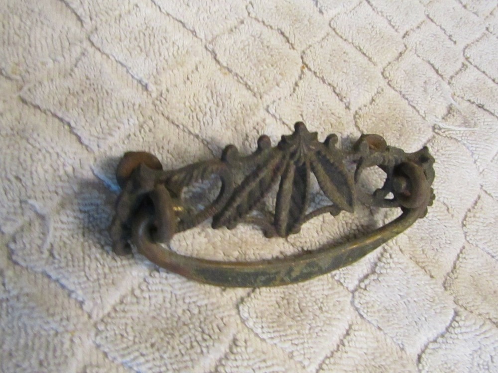 Antique Victorian Age Brass Drawer Pull Decorative Listing 5
