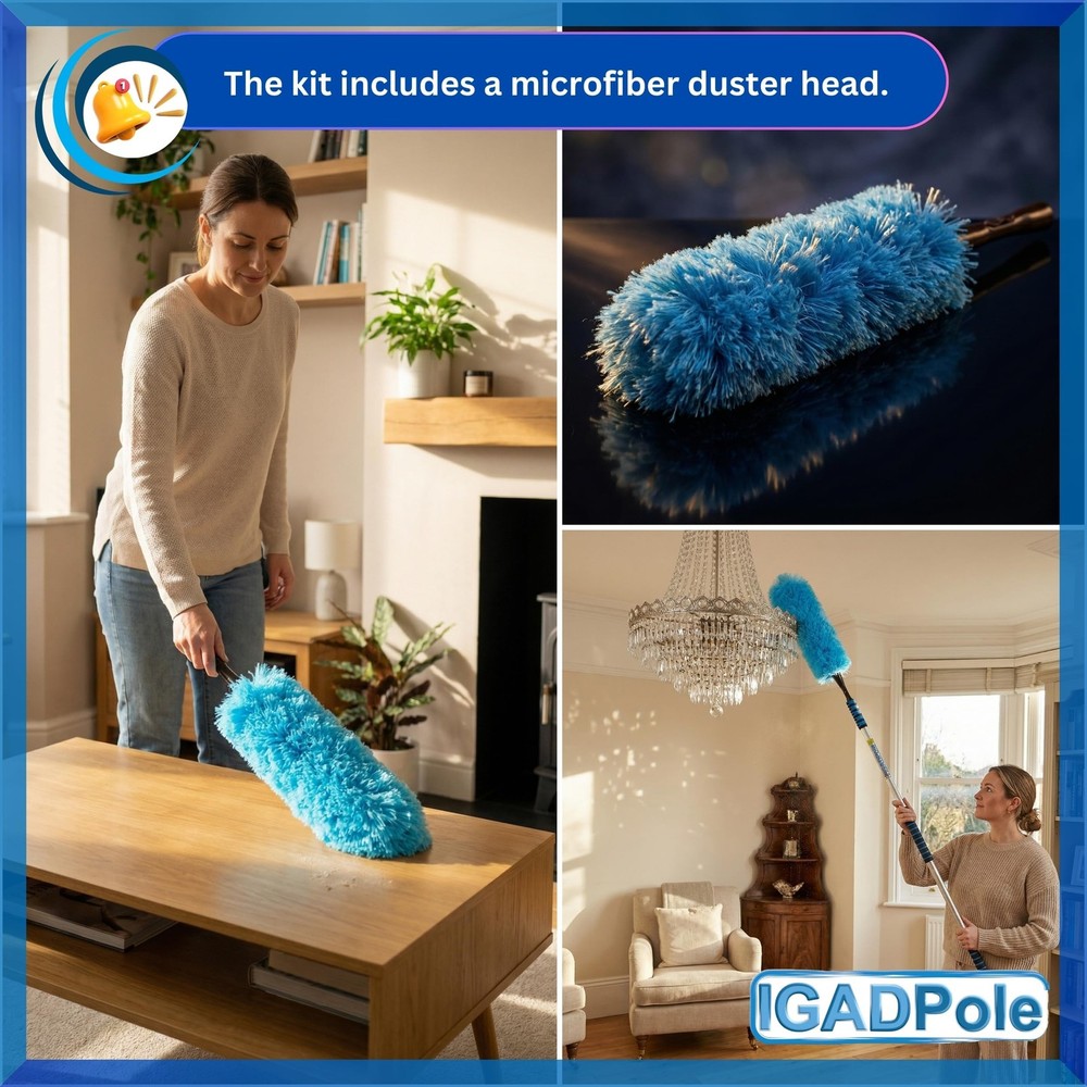 IGADPole 17 FT Water-Fed Cleaning Kit – Extendable Telescopic Pole with So