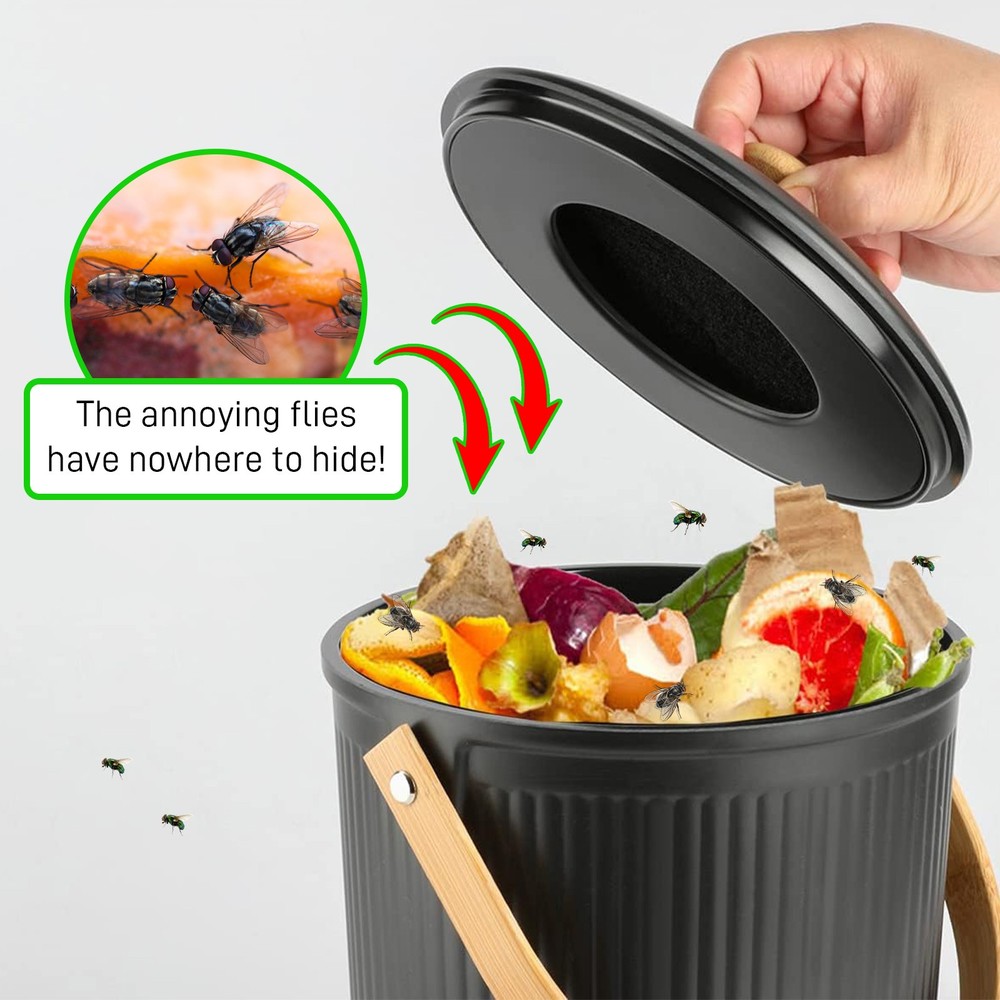 6 Pcs Extra Thick Charcoal Filters for Kitchen Compost Bins Activated Carbon