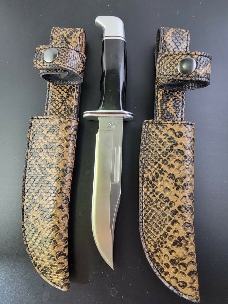 Buck Knives 119 Sheath Right Pull Authentic FAUX SAND BROWN PYTHON SKIN leather