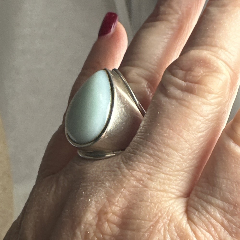Beautiful sterling silver designer signed turquoise ring size 8