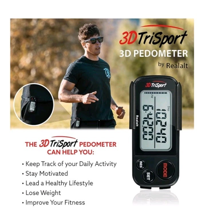 3D Trisport 3D Pedometer by Realalt, Model RTS01, New