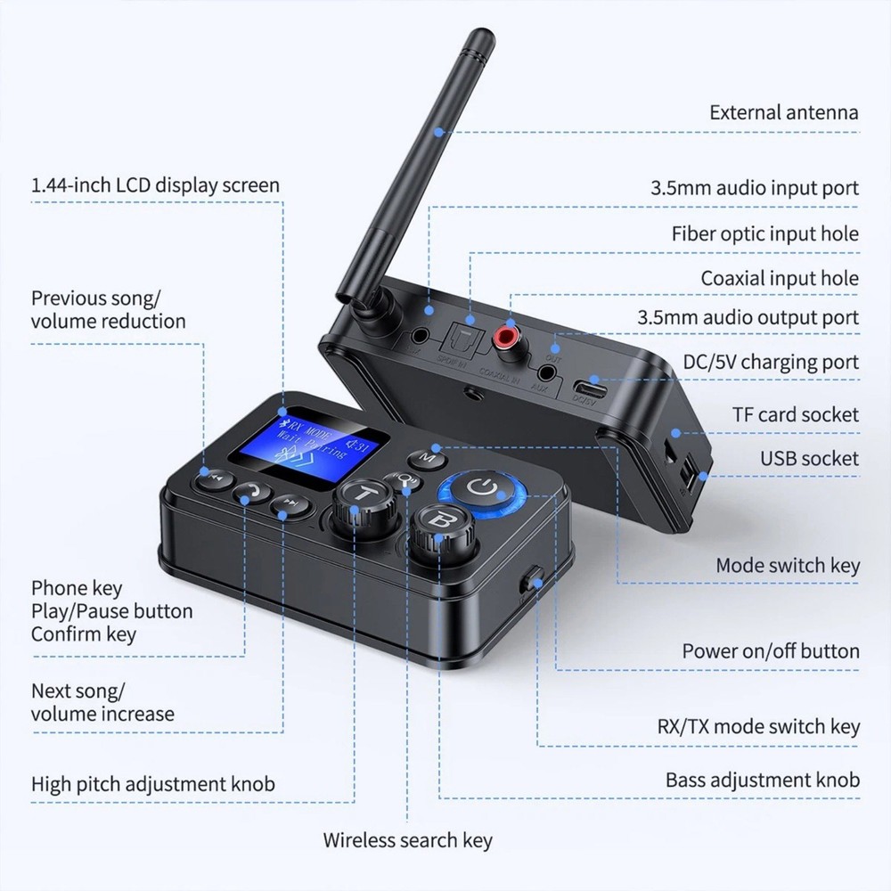 For Bluetooth 5.4 Transmitter Receiver 3.5mm AUX RCA Stereo Adapter Maintenance