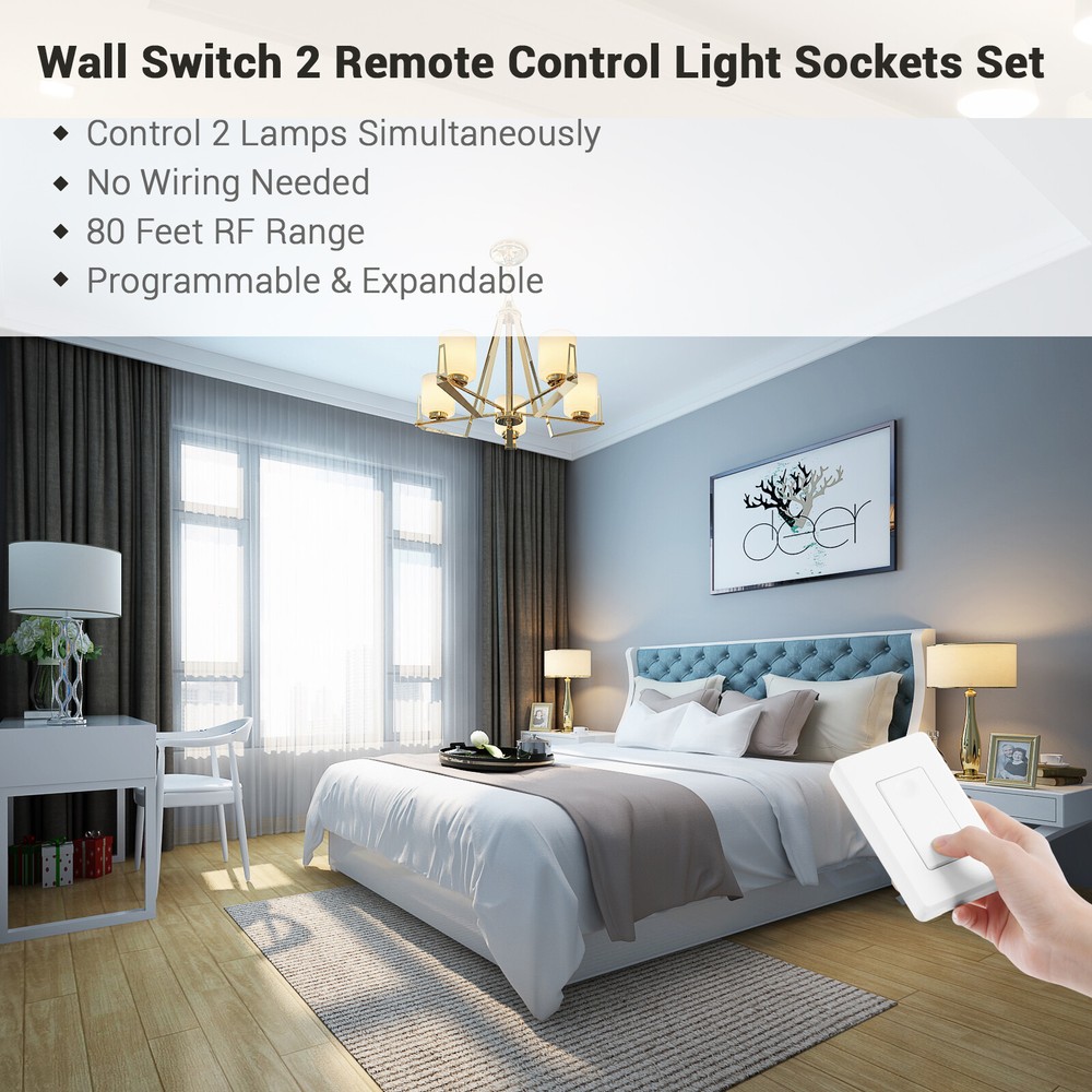 DEWENWILS Remote Control Light Socket Wall Mounted Wireless Light Switch White