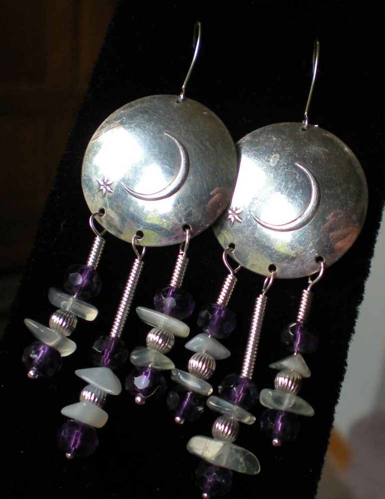 Amethyst & Moonstone Sterling Silver Earrings e164