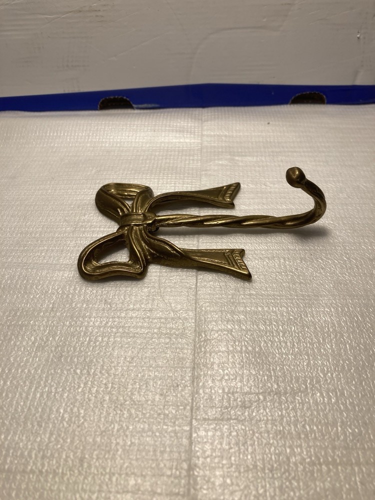 Vintage Solid Brass Bow Wall Hook 4 1/2in X 3 1/8in
