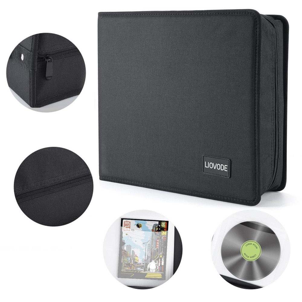 Case 200 DVDs and 100 Booklets Capacity, CD/Blu-ray Storage Binder Case with ...