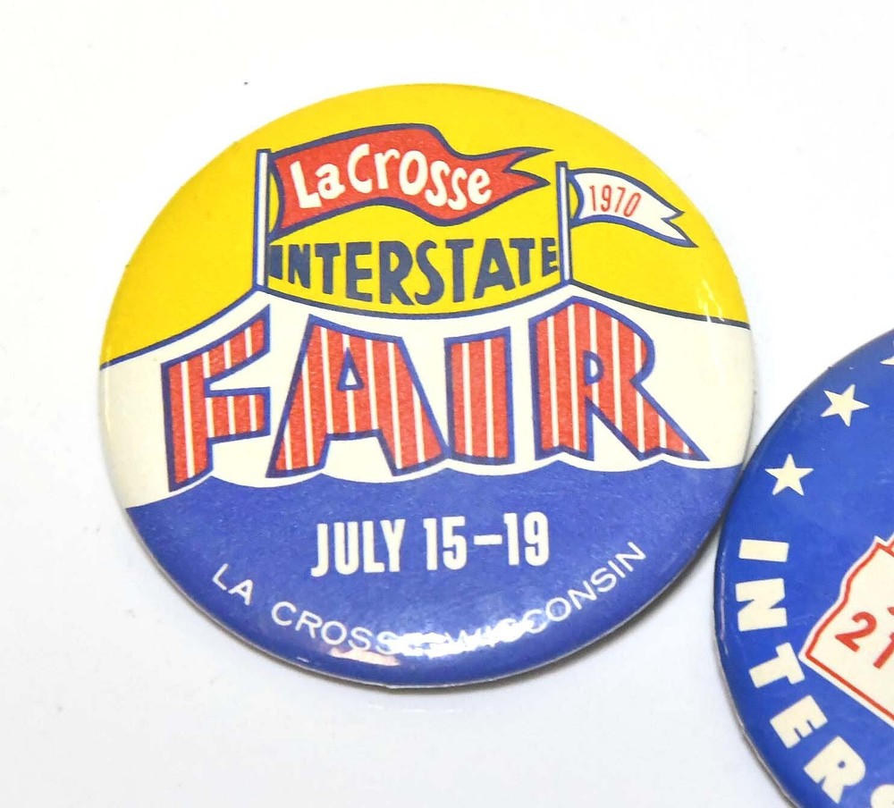 4 1970s LA CROSSE, WISCONSIN INTERSTATE FAIR BUTTON PINBACKS
