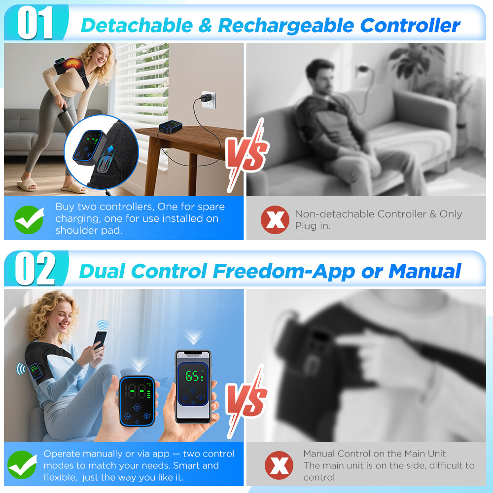 Heating Vibration Shoulder Massager APP Control for Rotator Cuff Frozen Shoulder
