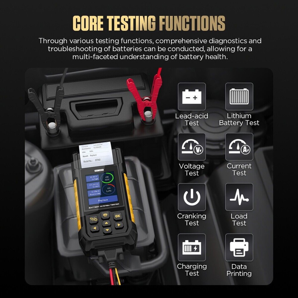 Car Battery Tester Lithium Battery Test Analyzer Leakage load With Printer 0-80V