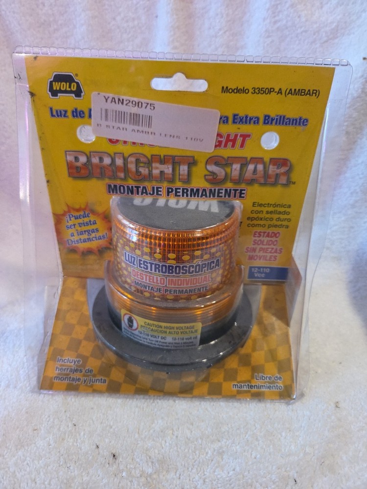 WOLO, Amber Stobe Light, 12-110 Volt DC, Permanent Mount, NEW