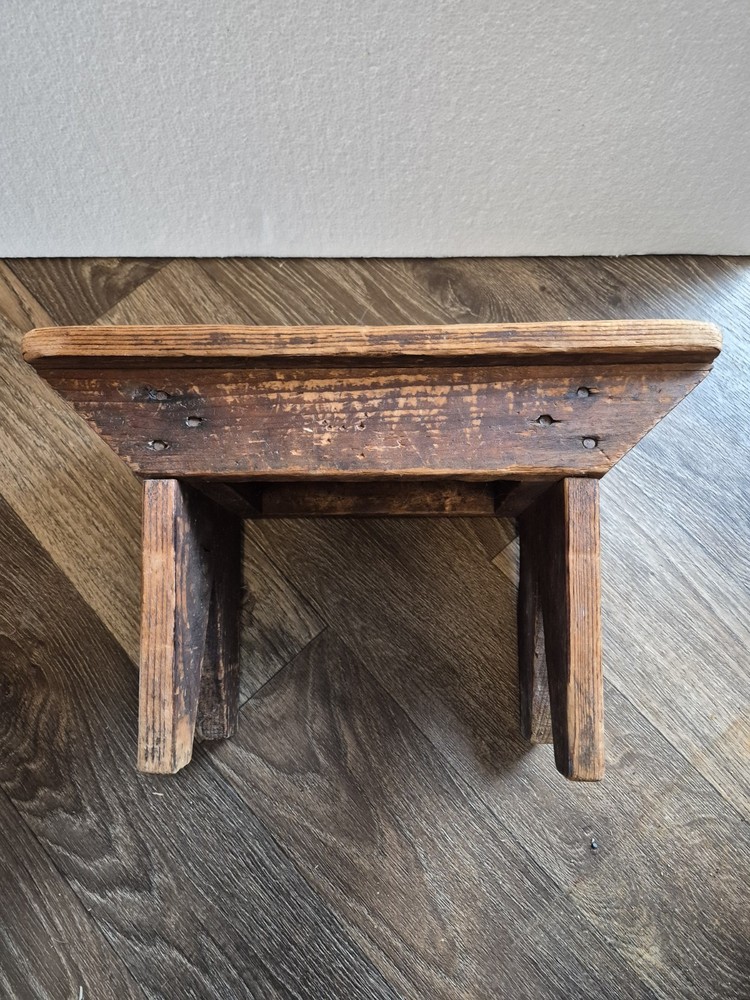 antique wood milking stool