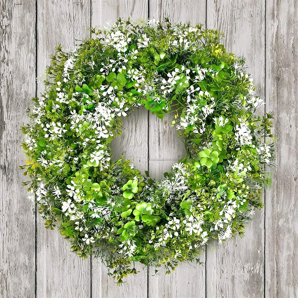 St Patricks Day Decorations Artificial Wreath Lucky Shamrock Clover Leprechaun