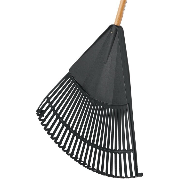 Wood Poly Leaf Rake 24 Inch Ergonomic Handle Durable Yard Maintenance Tool New