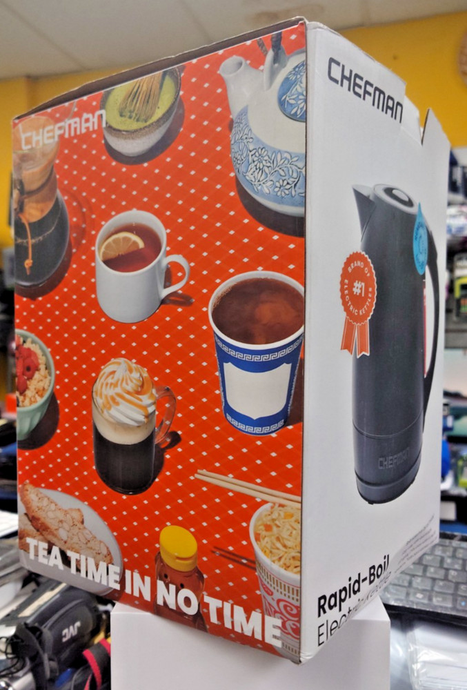 Chefman 1.8L Electric Tea Kettle - Fast Boiling, Boil-Dry Protection, Black