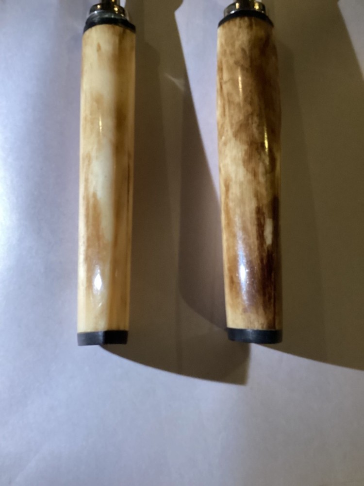 11” Matching Set Fork & Spoon Wood Handles Silver Plated